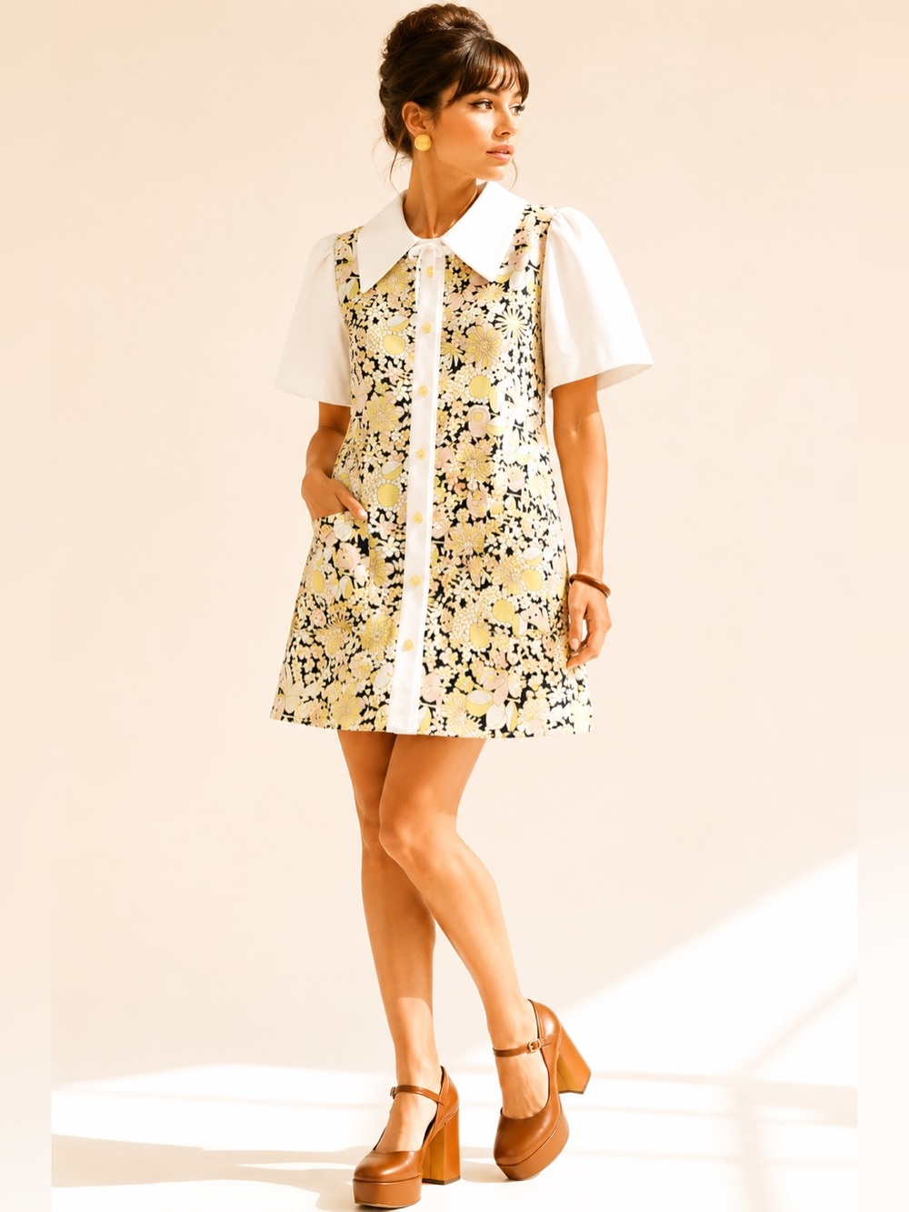 Vintage 60s Mod Floral Mini Dress Twiggy Style Rare Find Handmade Size S - Picture 12 of 13